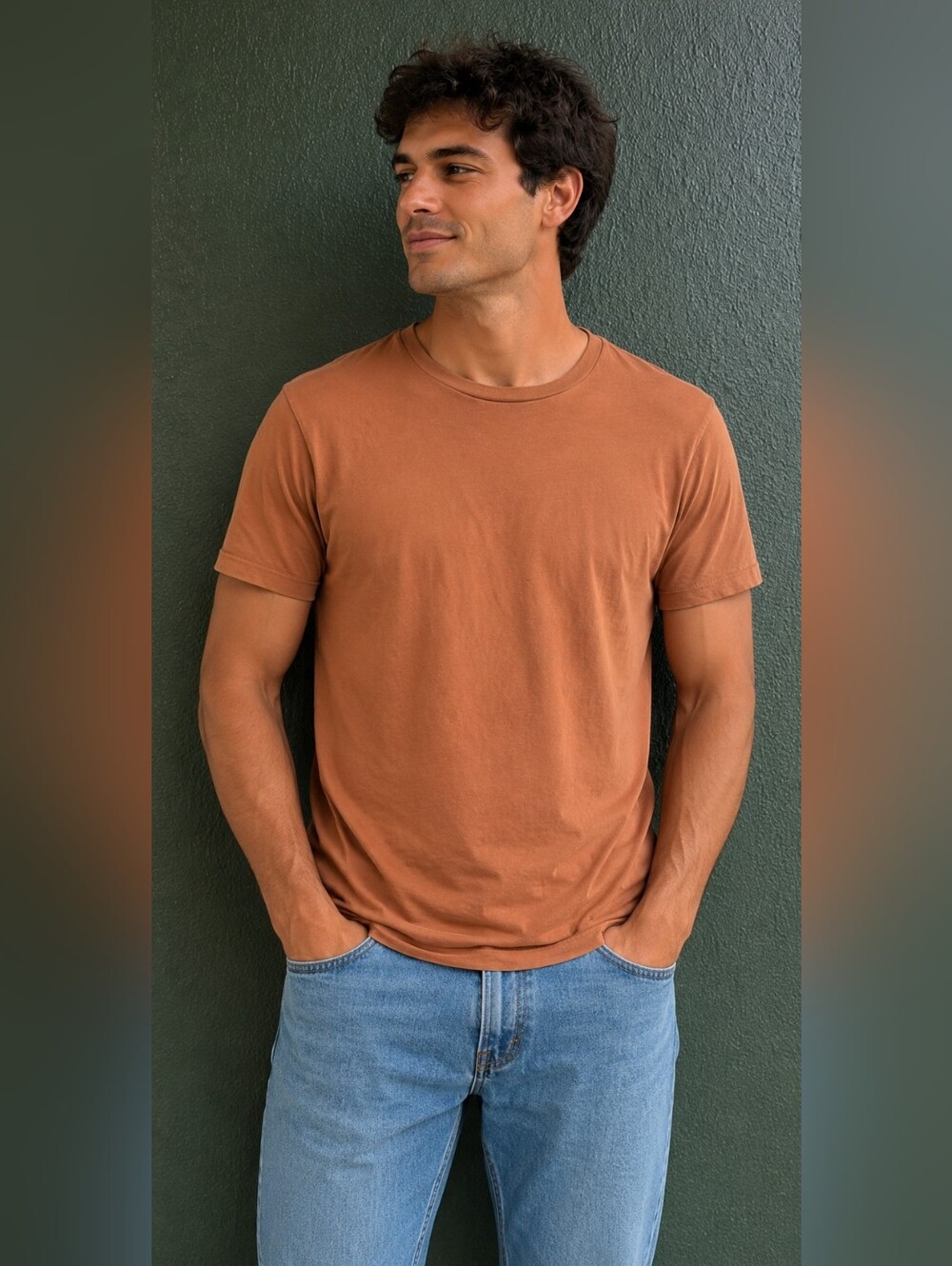 Frank And Oak Short Sleeve Crew Neck T-Shirt - Rust Brown Sz M